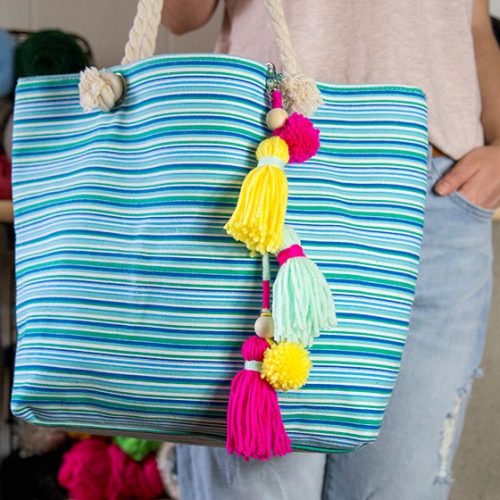 Colorful Long Tassel Pompom Keychain