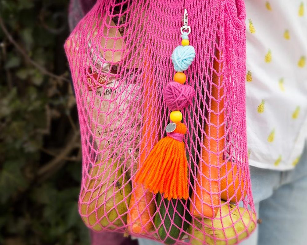 Two Heart Shaped Tassel Keychain