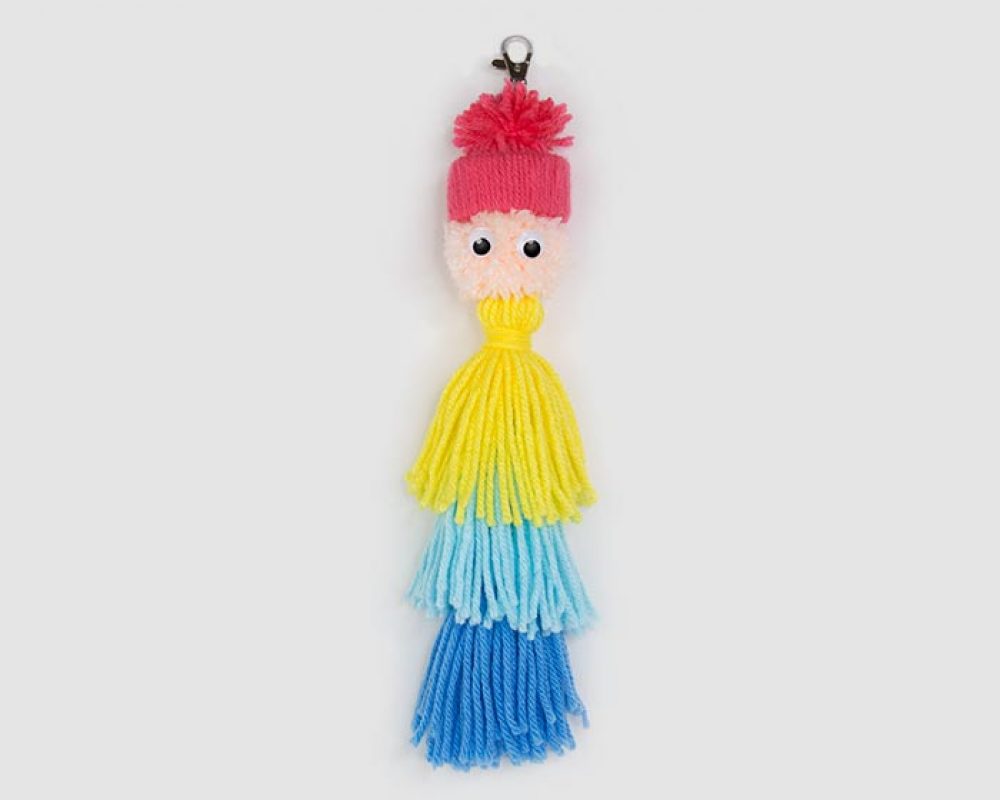 Pink Hat Pompom Tassel Key Chain